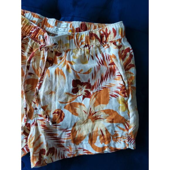 $C&C California 100% linen shorts white palm  leaf vacay Resort comfy relax - Picture 3 of 5